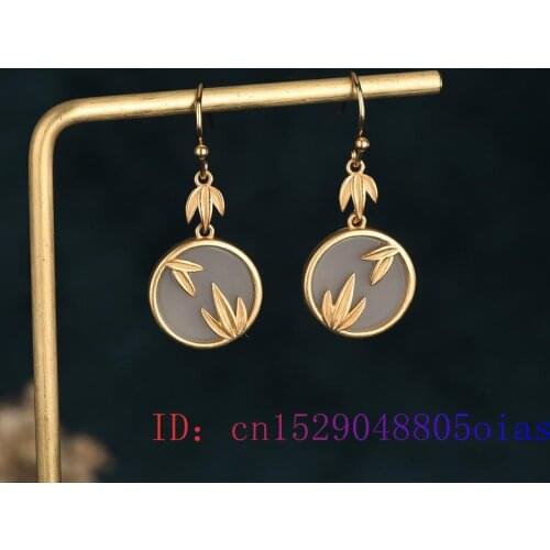 White Jade Leaf Earrings Natural 925 Silver Fashion Women Charm Jewelry Crystal Amulet Zircon Gifts Gemstone Chalcedony