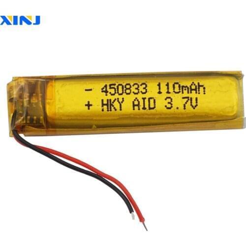 XINJ 3.7V 110mAh Li Polymer Battery Li po 450833 For pen mp3/mp4 watch speaker headphones GPS Sat Nav driving recorder bluetooth