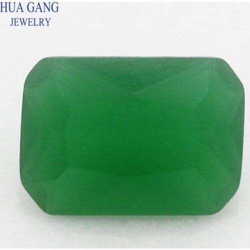 Green Octangle Shape Cut Loose Glass Beads Synthetic Gems For Jewelry Size 3x5~13x18m Free Shipping