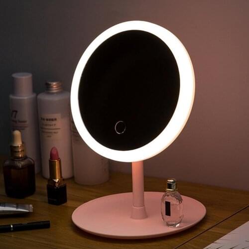 LED Light Makeup Mirror Rechargeable Portable Enlarged Mirror Adjustable Touch Dimmer USB Led Vanity Backlit Mirror