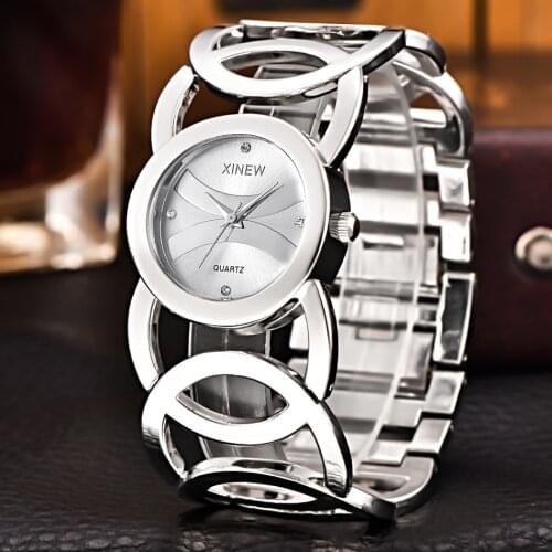 Women Watches XINEW Luxury Brand Clock Lady Full Steel Bracelet Qyartz Wrist Watch Girls Gold Designer Watches Relogio Feminino