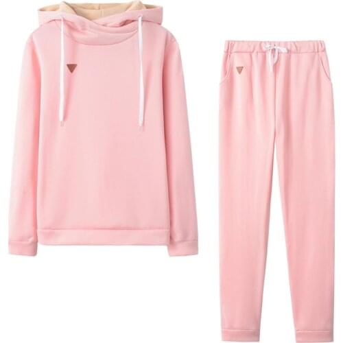 Two Piece Sets Casual Tracksuits Women Hooded Fleece Pullover Hoodies and Pants Suit Autumn Spring Outfits Female Sweatshirts