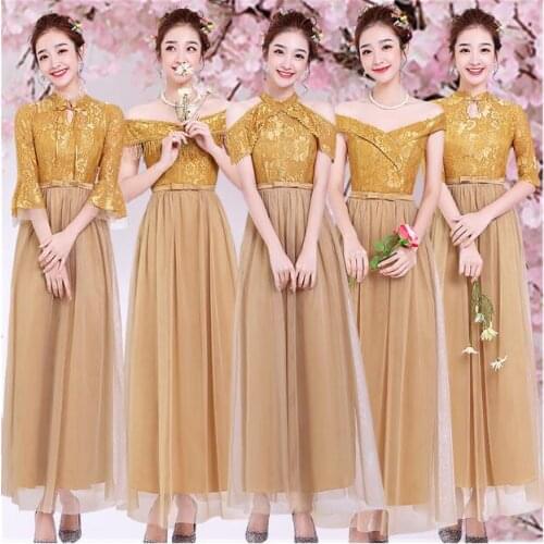 Half Sleeve Plus Size Gold Bridesmaid Dress Wedding Guests Golden Bridesmaid Dress Size 2 to Size 16 SB1967