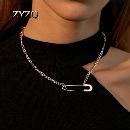 ZYZQ 2020 Special Paperclip Pendant Necklace For Women Fashion Metal Necklace Jewelry Ladies Simple Jewelry Gift Wholesale