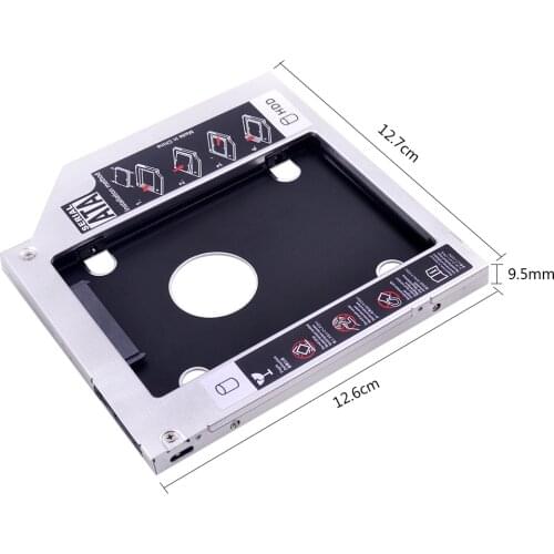 1pc Aluminum Universal 2nd HDD Caddy 9.5mm 12.7mm SATA 3.0 Dual LED for 2.5 Hard Drive SSD Case Enclosure for Laptop CD-ROM