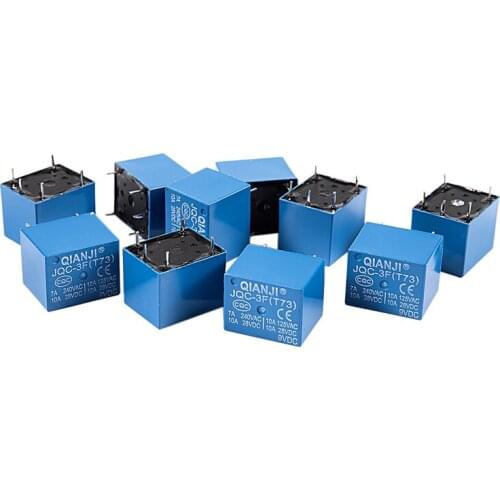 10 Pcs DC 9V Coil 10A SPST 5 Pin Electromagnetic Relays PCB Type JQC-3F
