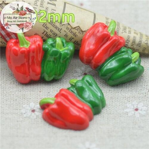 10PCS green pepper Resin Flat back Cabochon Miniature food Art Supply Decoration Charm DIY Craft