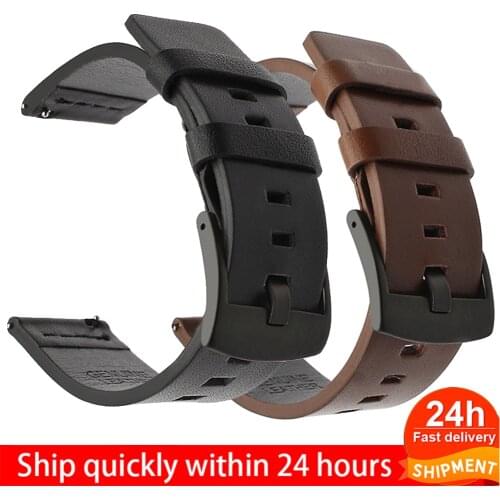 18 20 22 24mm Genuine Leather for Samsung Watch band Strap for Amazfit Huawei Galaxy watch Gear Watch Band Bracelet