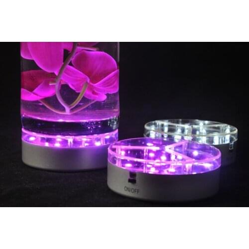 4 inch led light base crystal 1pc/lot Centerpiece Lighting 3AA Battery Operated 9 RGB LED Light For Under Vase