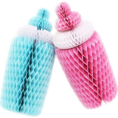 50pcs/lot Baby Shower Kids Birthday Party Decoration Bottle Paper Pom Poms Flower honeycomb Ball Baby Room Hanging Decorative