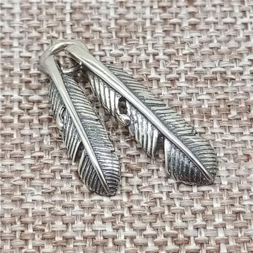 925 Sterling Silver Oxidized Double Feather Charm Pendant for Necklace