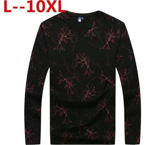 Plus size 8XL 7XL 6XL 5XL quality long sleeve T shirts men famous brand clothing print T-shirt male stretch Tshirt for men