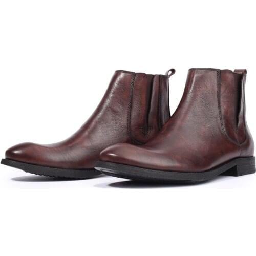 Italian Trend Shoes Handmade Mens Chelsea Boots Ankle Martins Boots Man British Genuine Leather Male Ankle Casual Slip on Botas
