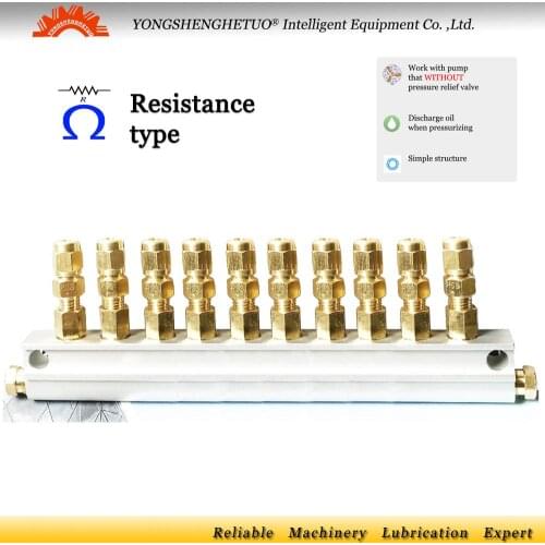 Resistance lubrication oil distributor separator valve 10 M8*1 outlet junction block+oil flow proportion metering unit PSS