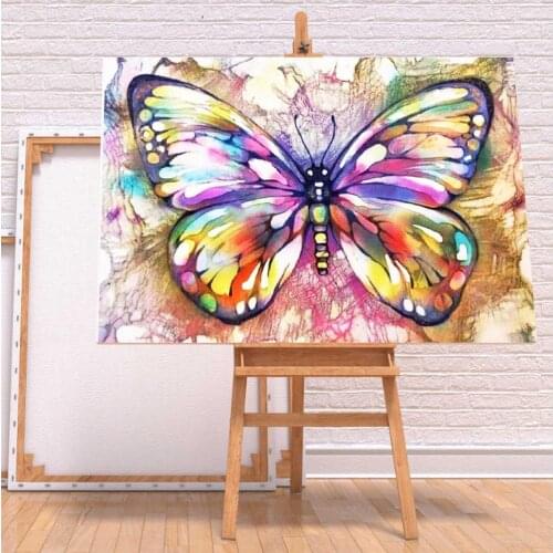 Canvas Paint By Numbers DIY Acrylic Painting Kit For Kids & Adults 40X45cm Butterfly With 3 Brushes