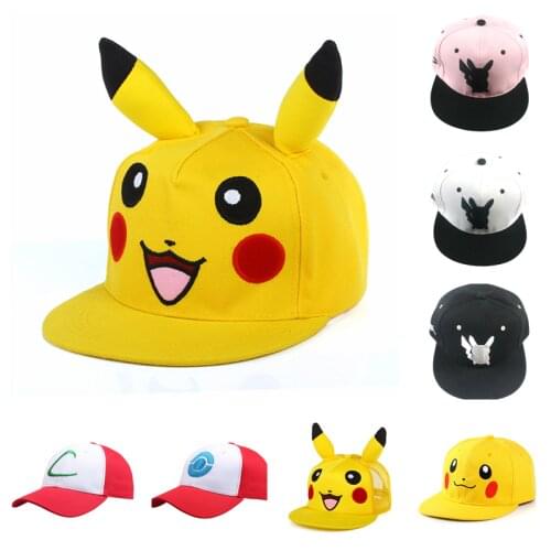 Pokemon Pikachu Children Adult Peaked Cap Anime with Ear Mesh Cap Baseball Cap Unisex Beach Hat Hip-hop Cap Boys Girls Toy Gift