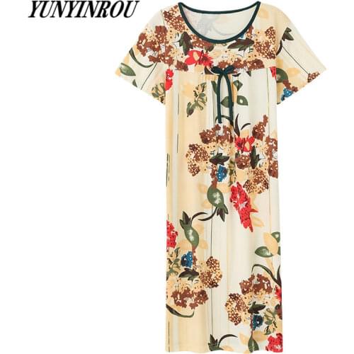 Summer Brand Floral Night Dress Womens Nightgowns&Sleepshirts Plus Size 3XL Short-sleeves Nightie Nightdress Women Home Fashion