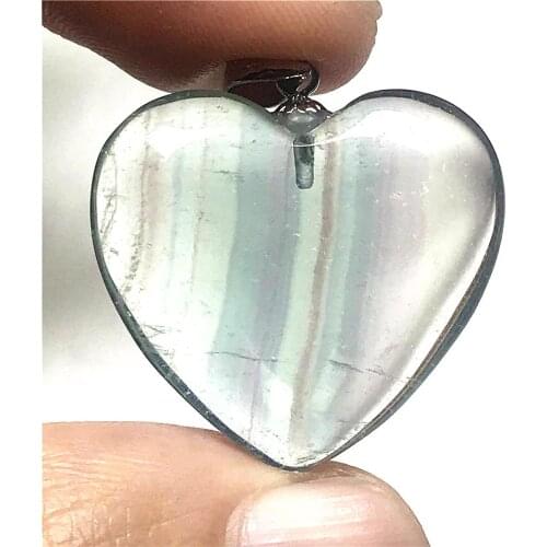 Top Natural Rainbow Fluorite Heart Pendant Jewelry For Woman Man Love Gift 24x7mm Beads Clear Crystal 925 Silver Gemstone AAAAA