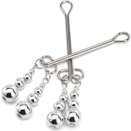 Metal Nipple Clamps clips labia ball ring bell torture slave BDSM breast Bondage restraint Sex Toy For Women Couple play Game