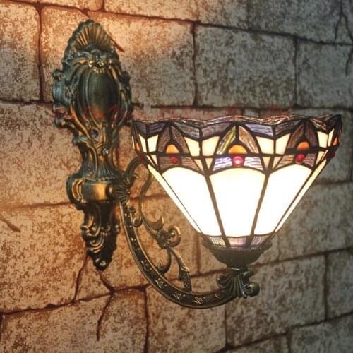 Fashion tiffany Mediterranean Mermaid mirror light fashion rustic wall lamp bed lamps