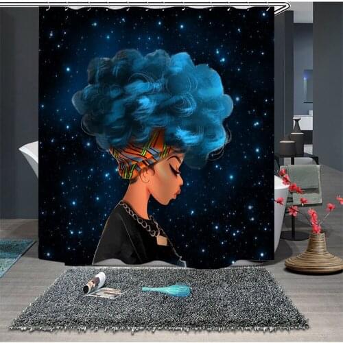 Custom Made Shower Curtain Bathroom Curtain Partition 1.5 x 1.8m 1.8 x 1.8m 1.8 x 2m Woman Lady Africa