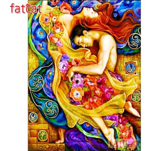 FATCAT Abstract lovers sleeping diy 5d diamond painting full square round drill diamond embroidery needlework home decor AE2071