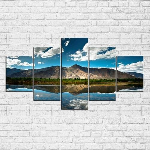 Mountain Lake Reflection 5 PIECE CANVAS SET