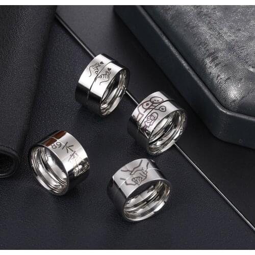 Couple Rings Fashion Stainless Steel Hand Heart Hand In Hand Rings Set for Men Women Wedding Rings Set Engagement Jewelry Gifts