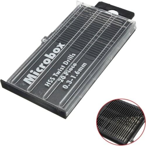 20Pcs/set HSS Micro Twist Drill Bit Set High Speed Steel Mini Drill Bit 0.3mm-1.6mm Model Craft With Case Repair Tools Parts