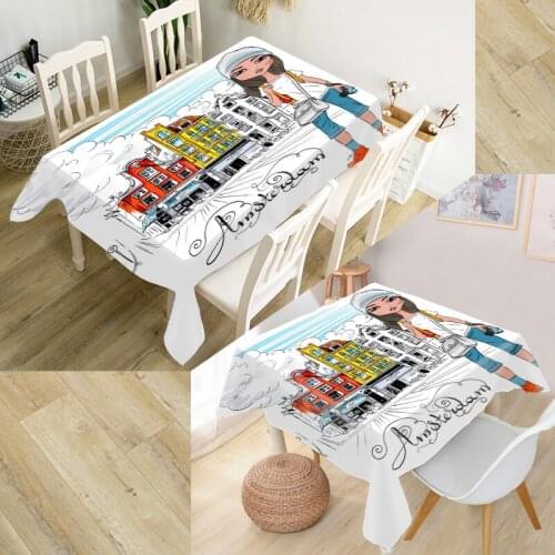 New Fashion Girl Model Travel Tablecloth Banquet Dining Room Decorative Oxford Fabric Square/Rectangular Table Cover Home Decor