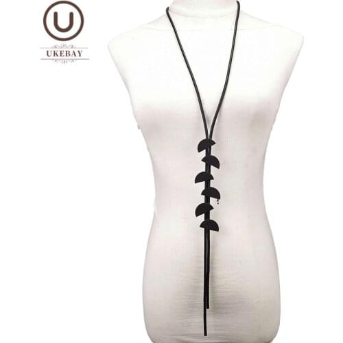 UKEBAY New Long Necklace Women Rubber Chain Handmade Sweater Chains Gothic Vintage Jewelry Female Black Statement Necklaces