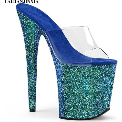 LAIJIANJINXIA New Open Toe Slippers 20 CM Super High Heel Shoes Platforms Pole Dance/Performance/Star/Model Shoes, Wedding Shoes