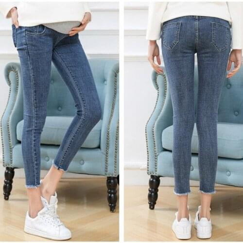Maternity Clothes Elastic Soft Maternity Jeans Skinny Pregnancy Pants Lovely Trousers for Pregnant Women Spring Summer Clothing
