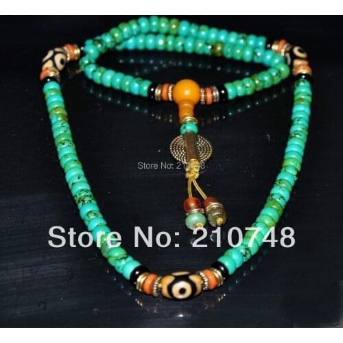 Christmas necklace Asian Rare Vintage turquoise Hand Prayer Beauty Stone Crafts halloween