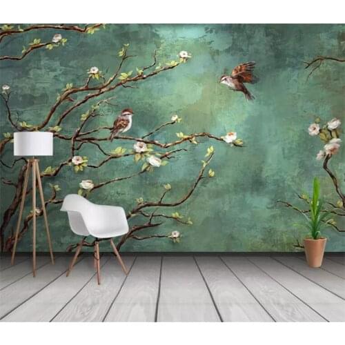 Custom wallpaper 3d mural hand-painted painting flowers and birds fashion interior background decoration 3d wallpaper