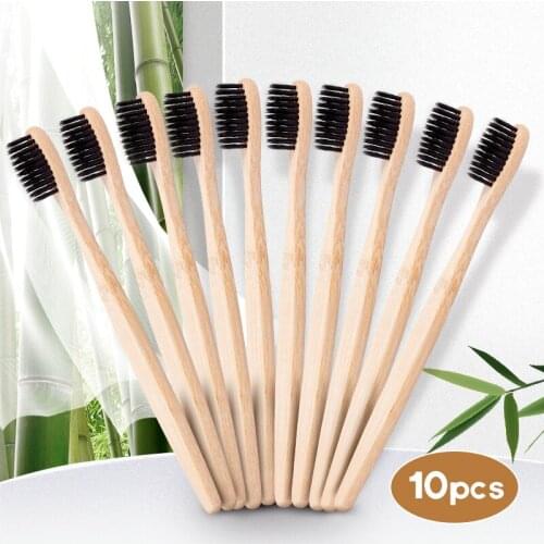 10PCS Natural Bamboo Toothbrush Dental Oral Care Portable Adult For Home Travel Hotel Use Soft Bristle Eco Friendly Toothbrush
