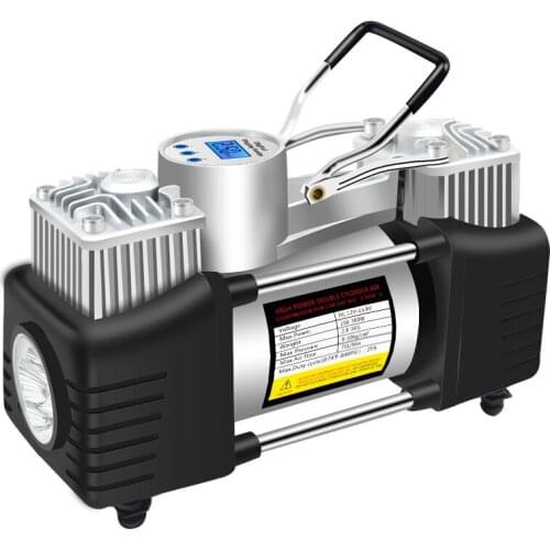 Portable 12v Smart And Powerful Car Air Pump Car Air Pump Dual-Cylinder Digital Display Electric Tire Pump With Light