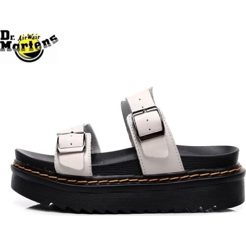 Dr.Martens Men and Women White Myles Rome Strap Summer Doc Martin Platform Sandals Slippers Breathable Creepers Beach Shoes