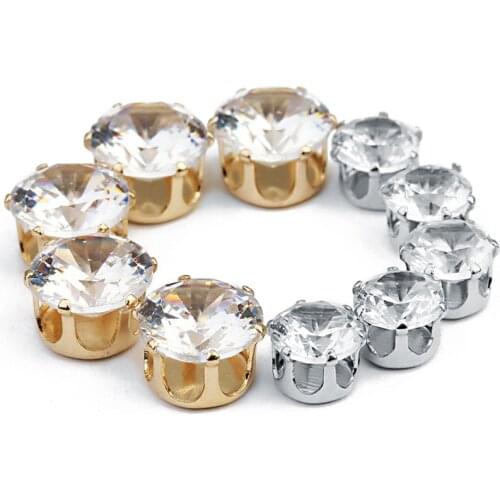 SAUVOO 50pcs/lot 6 8mm Round Shape Glass Strass Rhinestones Zircon With Claw Fit DIY Necklace Bracelet Jewelry Making Finding