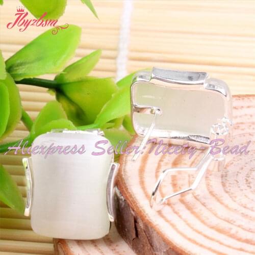 10x20mm Rectangle Jades Black Agates Coral Stone White Tibetan Silver Trendy Fashion Jewelry Clamp Earring 1 Pair ,Free Shapping