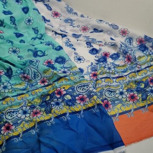 Super Deal Sewing Chiffon Fabric Paisley Printed Material Soft Breathable Scarf Blouse DIY craft fabric