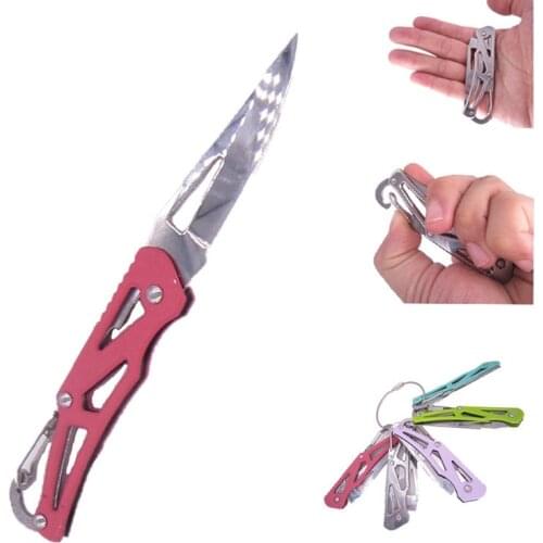 Clip Fold Carabiner Package Pare cutter Open Knife Blade camp razor peel Hang Fruit multi tool cut sharp survive outdoor Box