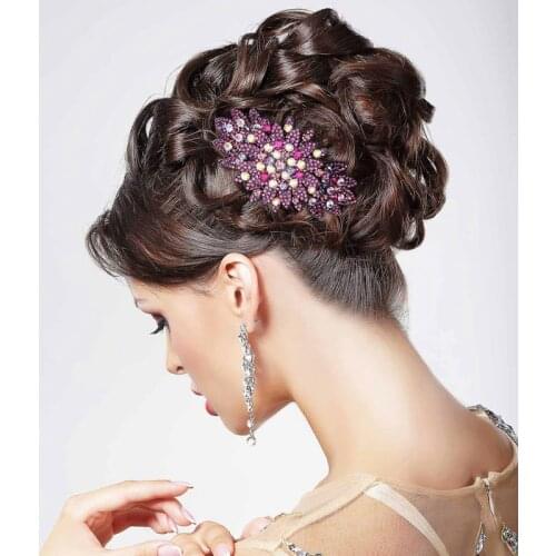 Shinning Rhinestone Flower Hairpin Duckbill Hair Claws Retro Headwear Hair Clips For Women Ponytail Holder Hair Styling Tools