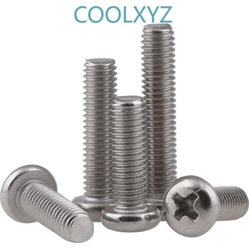 Authentic stainless steel cross recessed round head screw / cross gb818 pan head machine screw m3-m5 50PCS