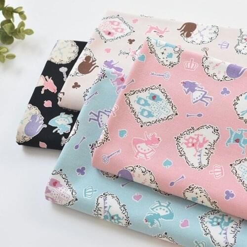 Japan vintage Cartoon Princess mirror cotton handwork fabric Childrens clothing shirt cloth for DIY Bag 1 order=50cm*110cm