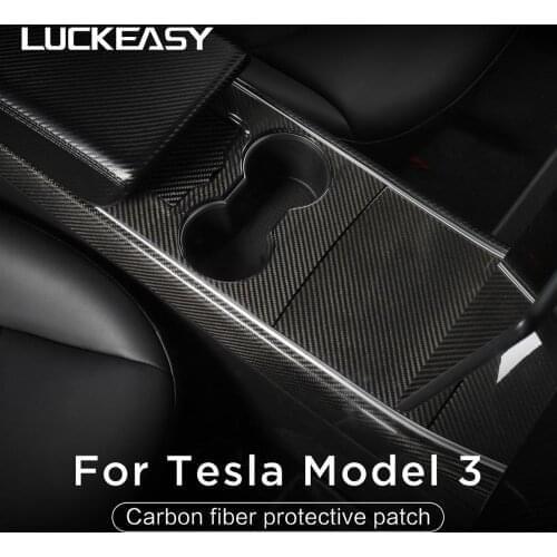 LUCKEASY Car central control panel protective patch for Tesla Model 3 and Tesla model Y 2017-2019 carbon fiber 4pcs/set
