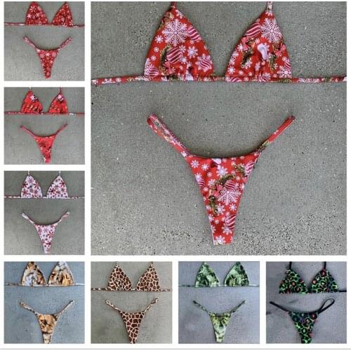 Summer Woman Sexy two Pieces Swimsuit Bikini multicolour Color Bikini Set Christmas Beachwear Sexy Briefs Beach swim Suit