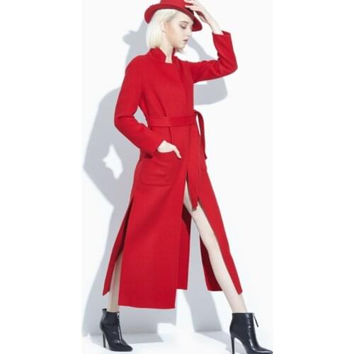 Spring Double face wool Woolen coat female split design thickening womens wool was thin long cashmere warm woolen coats F819