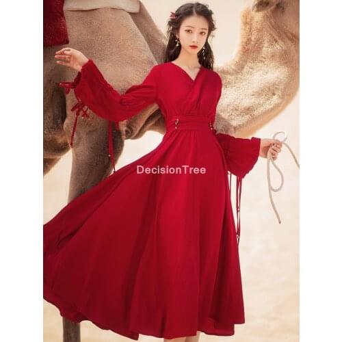 2021 hanfu dress girl chinese style chiffon dress women traditional costume folk dance outfit vintage party asian dress hanfu