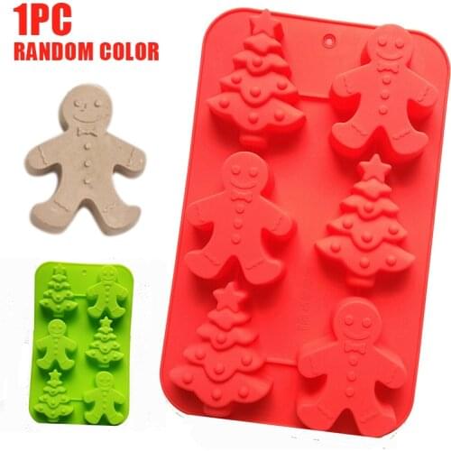 1Pc Non-toxic Fondant Cake Mold Christmas Tree Gingerbread Man Silicone Cake Mold Chocolate Baking Mould